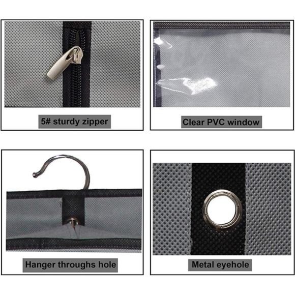 Gusseted 60"Dress GarmentBag Hanging ClothesCover with Clear Window ZipperPocket - Picture 4 of 7